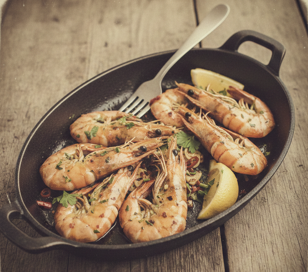 Geroosterde Mediterrane Gamba's met Knoflook en Chili