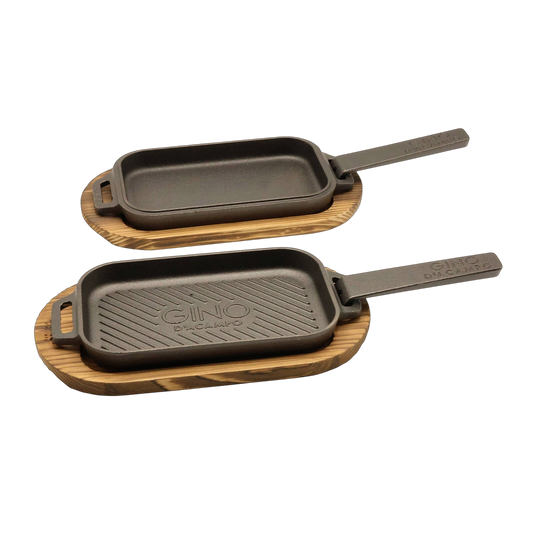Gino Cast Iron Griddle Pan & Skillet Pan Set